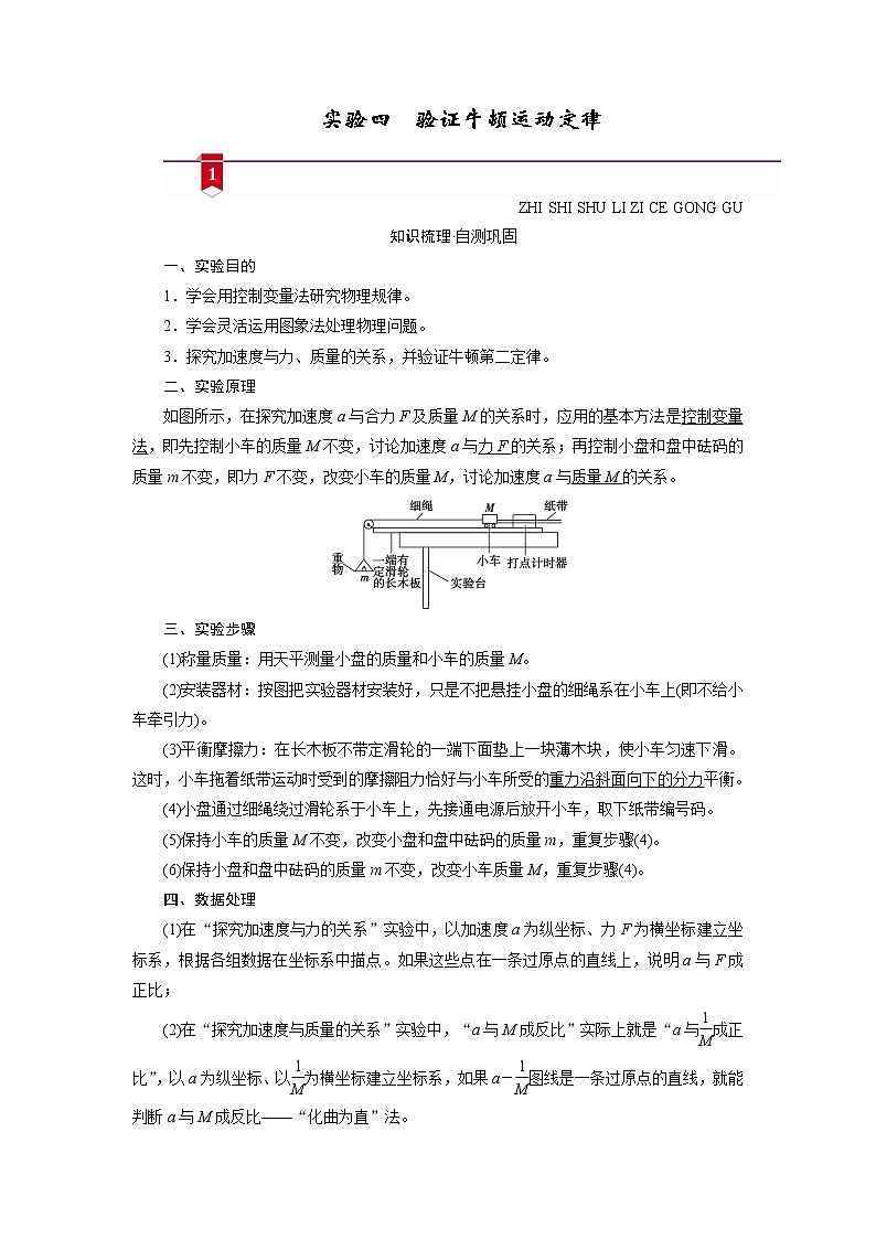 实验四 验证牛顿运动定律—2021高中物理一轮复习学案01