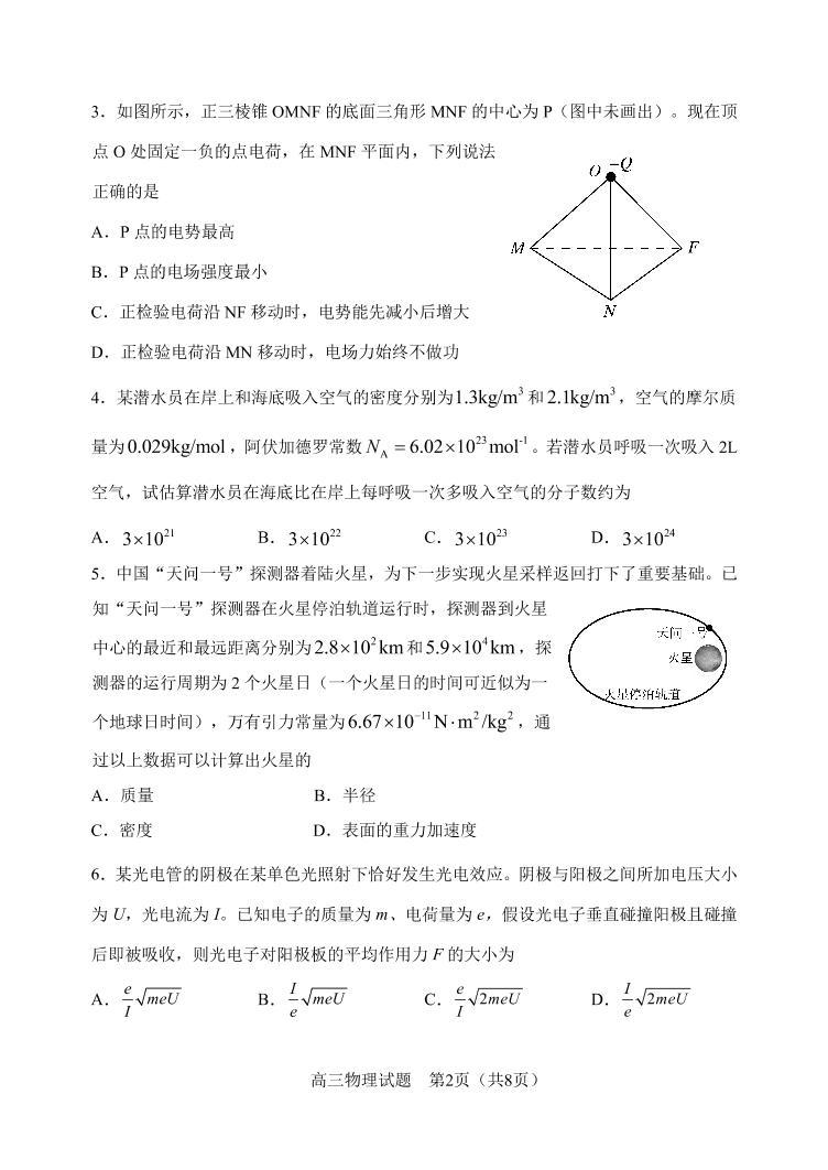 2022届山东省淄博市高三二模物理试题02