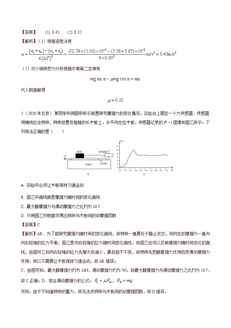 专题06 力学实验2—验证牛顿第二定律及动摩擦因数的测定(解析版)第2页