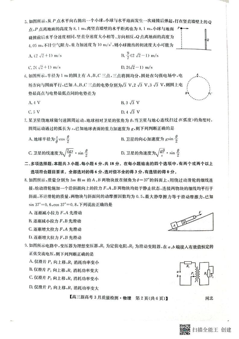 2022届河北省九师联盟高三下学期3月质量检测联考（一模）物理试题 PDF版02