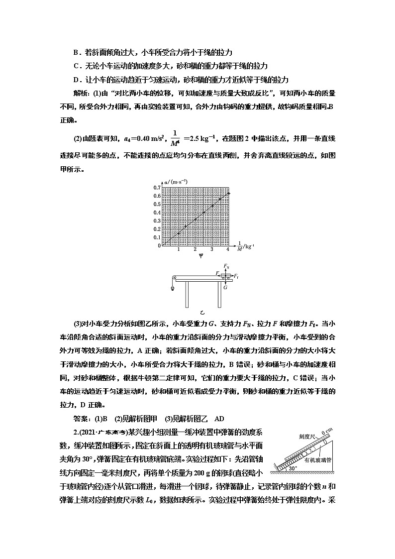 2022届新高考二轮复习 力学实验创新考法 作业第2页