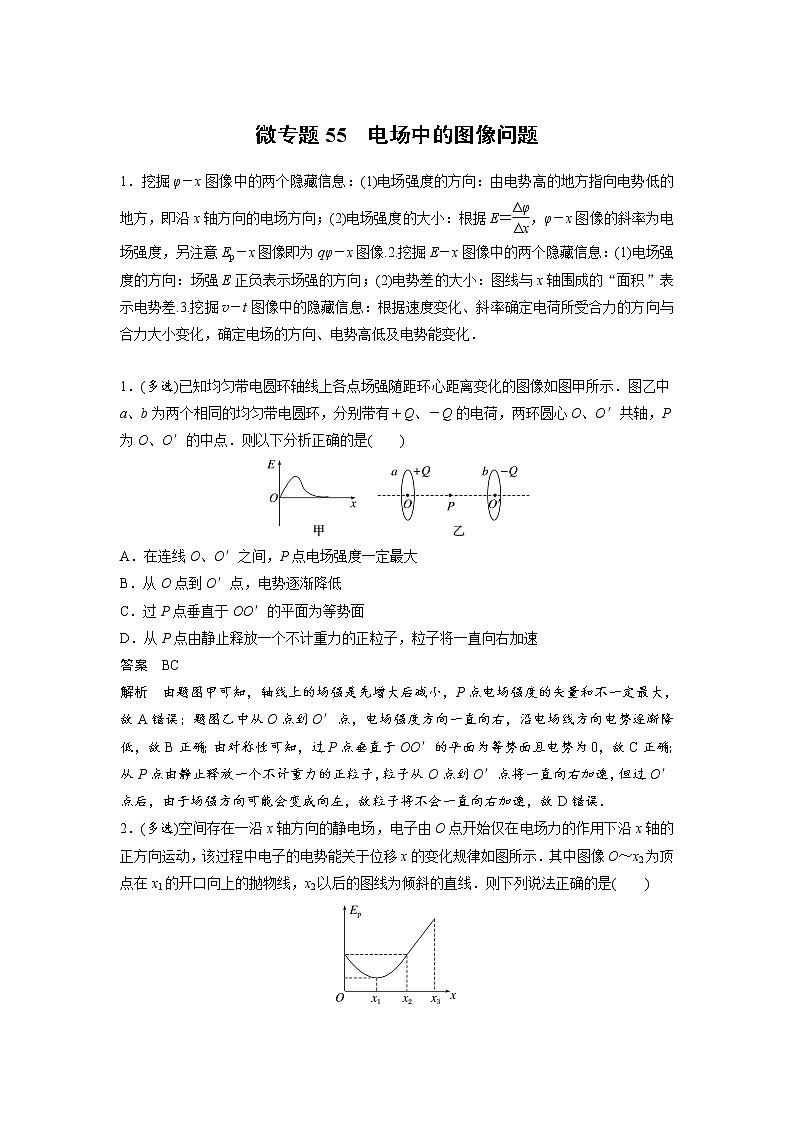 2023届高考物理加练必刷题(新高考版)第八章 微专题55 电场中的图像问题【解析版】第1页