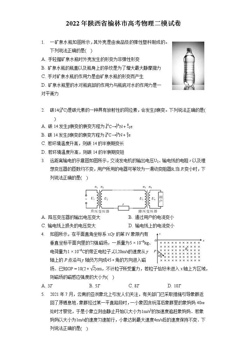 2022年陕西省榆林市高考物理二模试卷(含答案解析)01