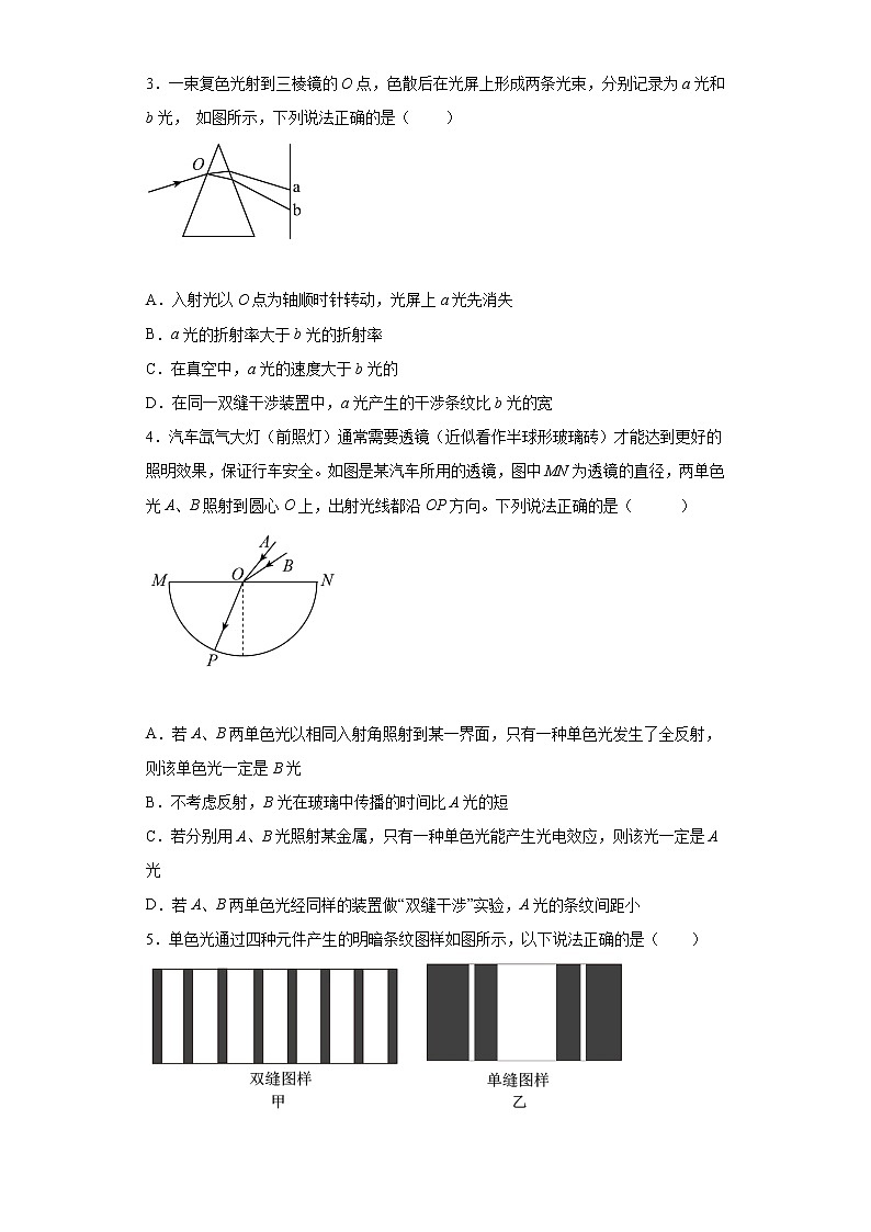 2022届高考物理一轮复习光学专题物理光学---光的干涉基础过关(1)第2页