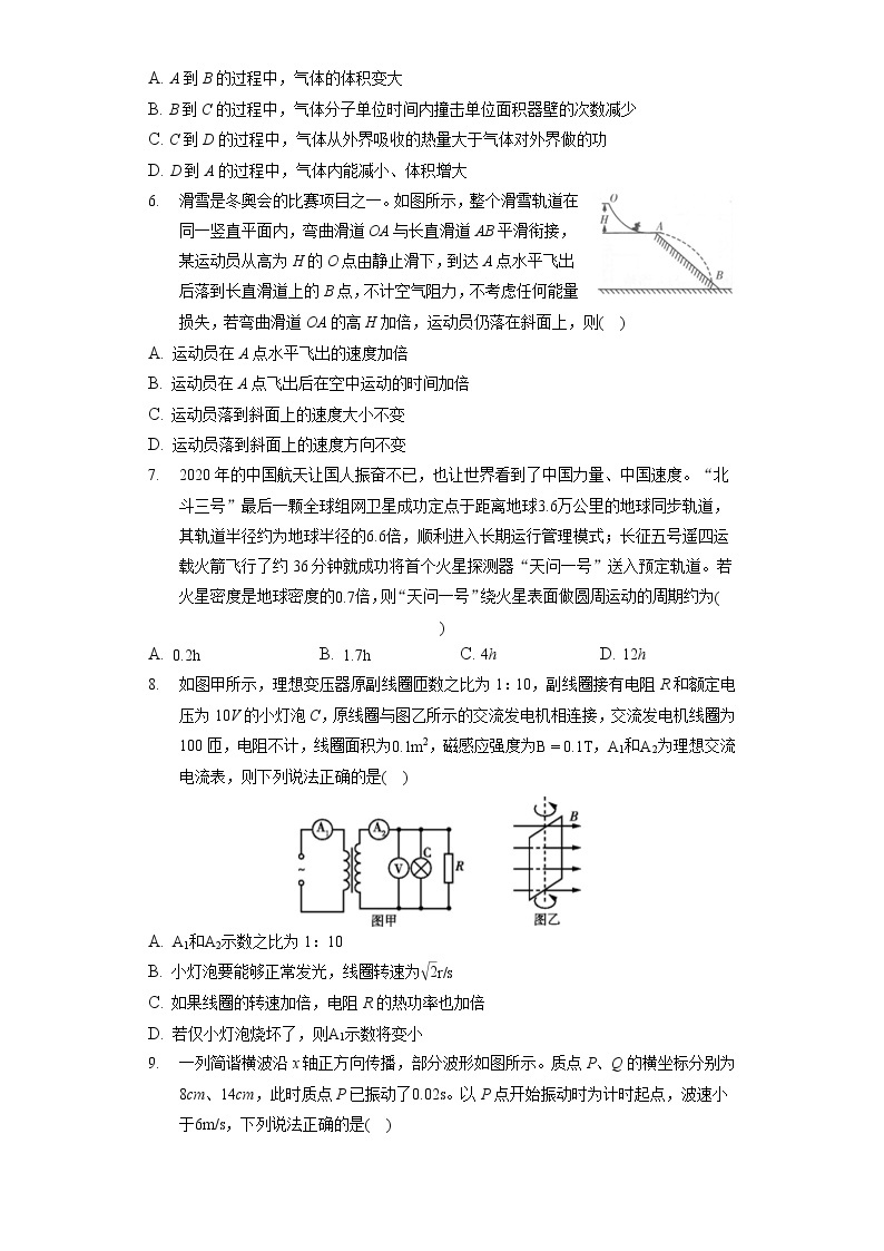 2021年江苏省六校高考物理三模试卷（含答案解析）02