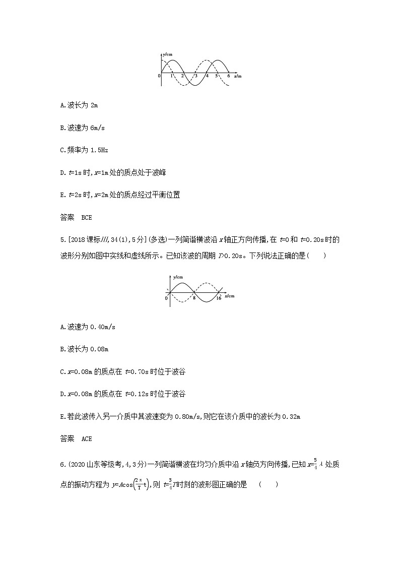 山东专用高考物理一轮复习专题八机械振动与机械波_模拟集训含解析第3页