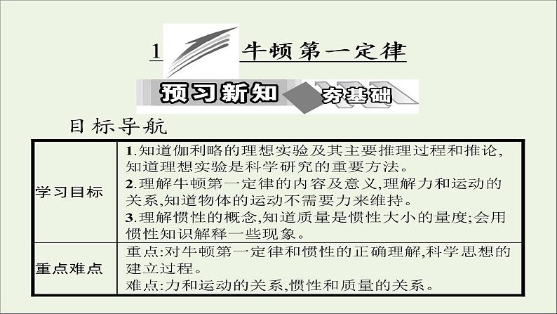 新人教版高中物理必修1第四章牛顿运动定律第1节牛顿第一定律课件02