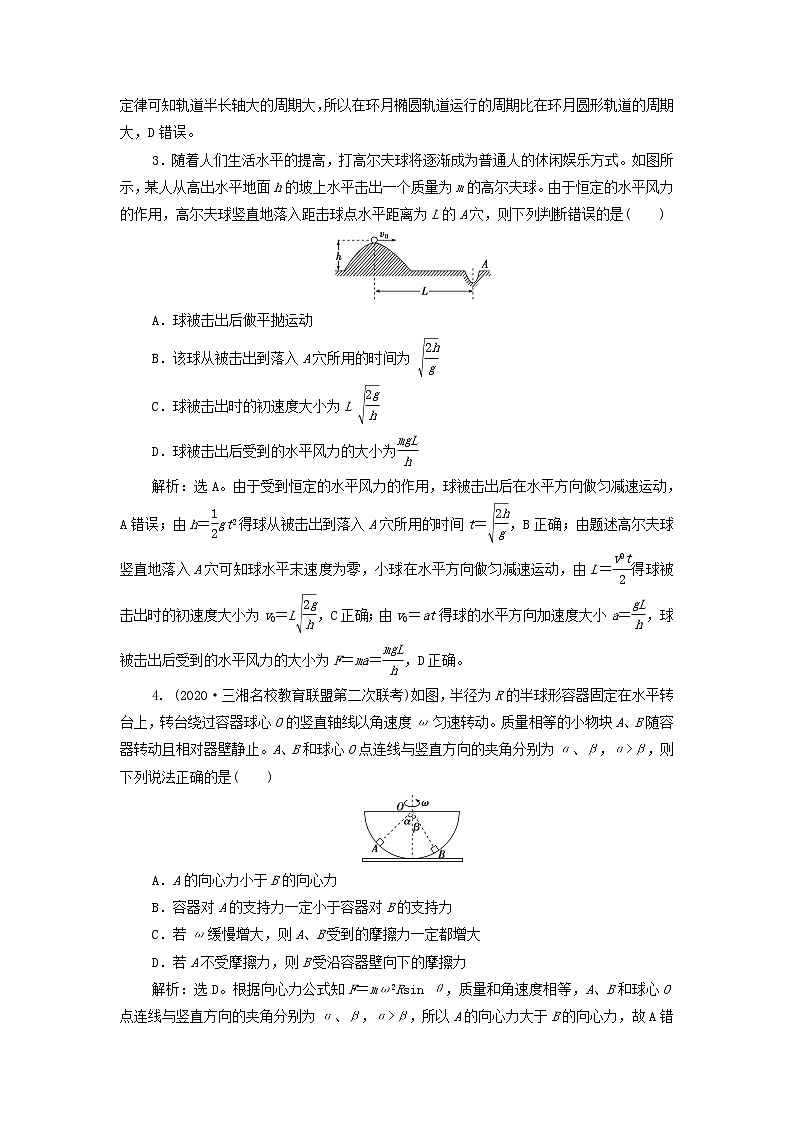 江苏专用高考物理一轮复习第四章曲线运动万有引力与航天章末过关检测课件+章末过关检测02