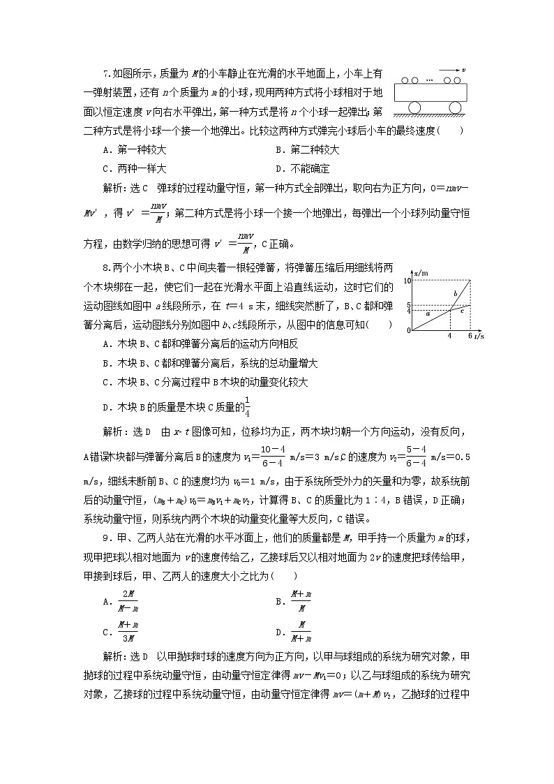 江蘇專用新人教版高中物理選擇性必修第一冊(cè)課時(shí)檢測(cè)2動(dòng)量守恒定律含解析第3頁(yè)