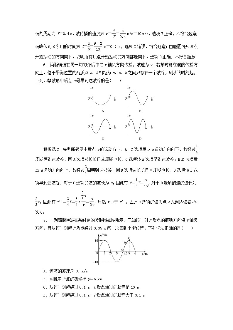 江蘇專(zhuān)用新人教版高中物理選擇性必修第一冊(cè)第三章機(jī)械波章末檢測(cè)含解析第3頁(yè)