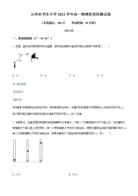 浙江省台州市书生中学2021-2022学年高一（下）3月阶段性测试物理试题含解析