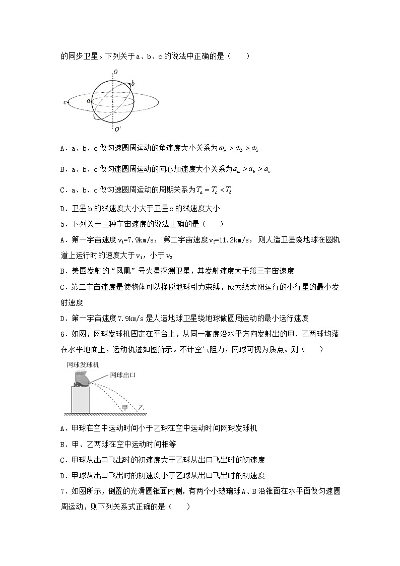 2021黑龙江省嫩江市高级中学高一下学期期中考试物理试题含答案02