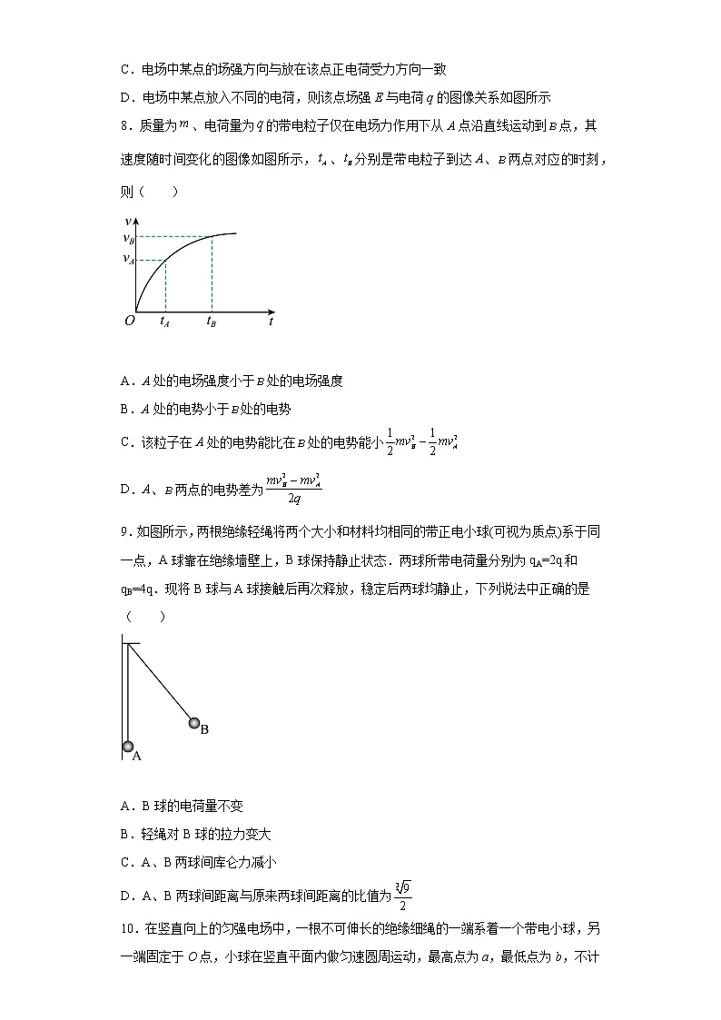 2022年高考物理一轮复习专题09静电场及其应用(2)第3页