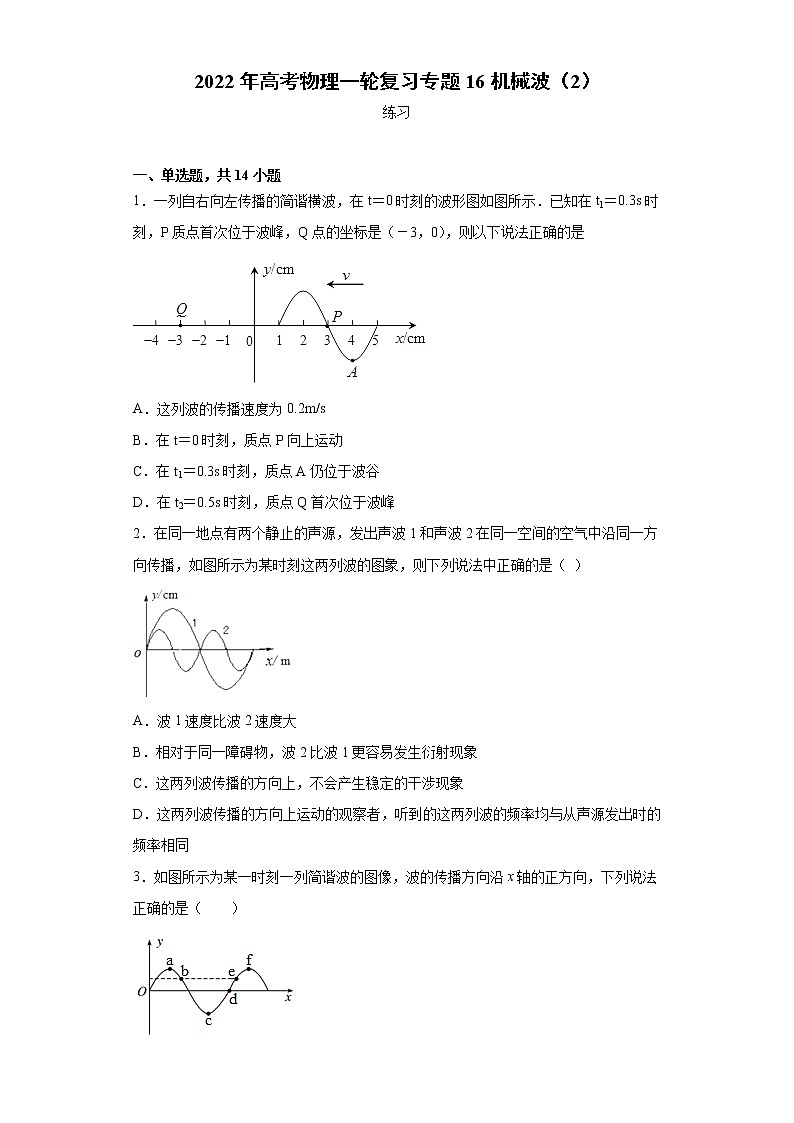 2022年高考物理一轮复习专题16机械波(2)第1页