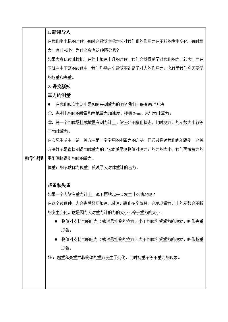 4.6《超重和失重》教案第2頁