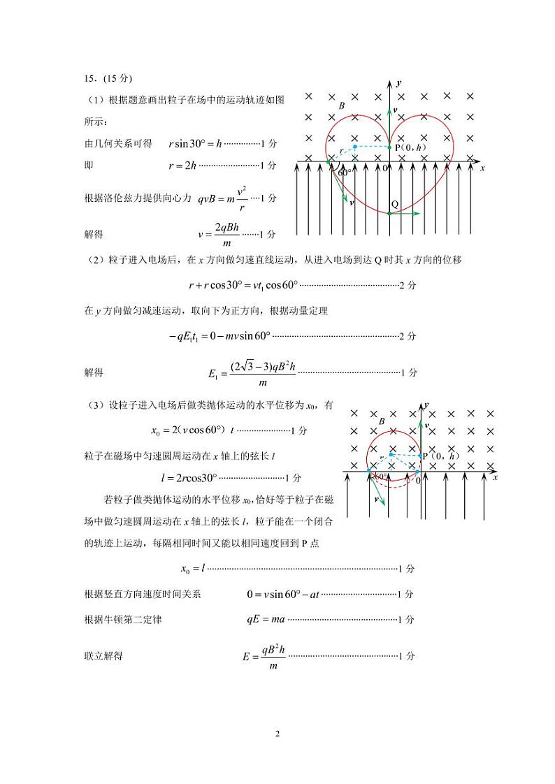 湖北省武汉市武昌区2022届高三年级5月质量检测物理参考答案第2页