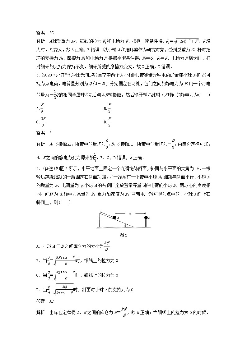 2023版高考物理专题51库仑定律与带电体平衡练习含解析第2页