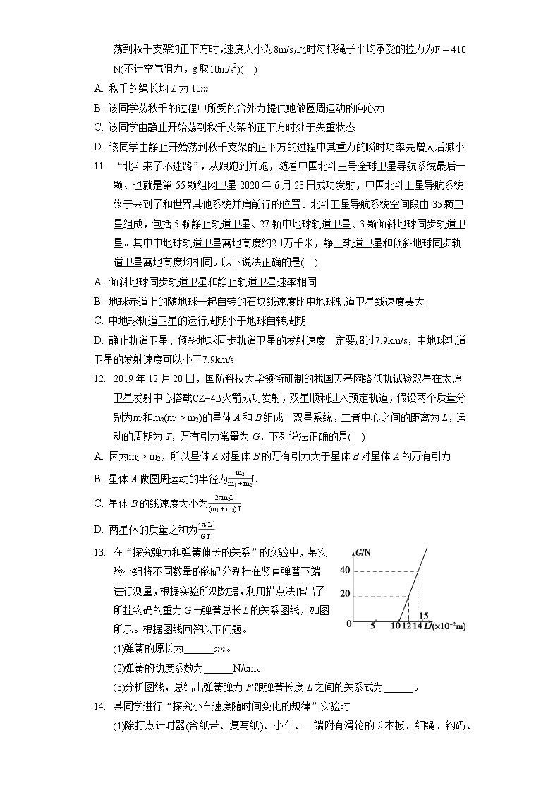 2021-2022学年云南省保山市智源高级中学高一(下)第一次月考物理试卷03