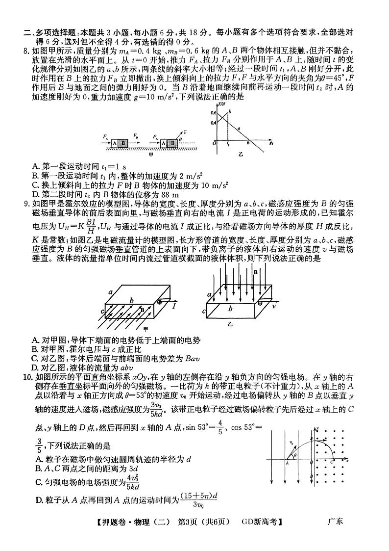 广东省2021-2022学年高三下学期普通高等学校模拟押题卷(二) 物理 PDF版试卷第3页