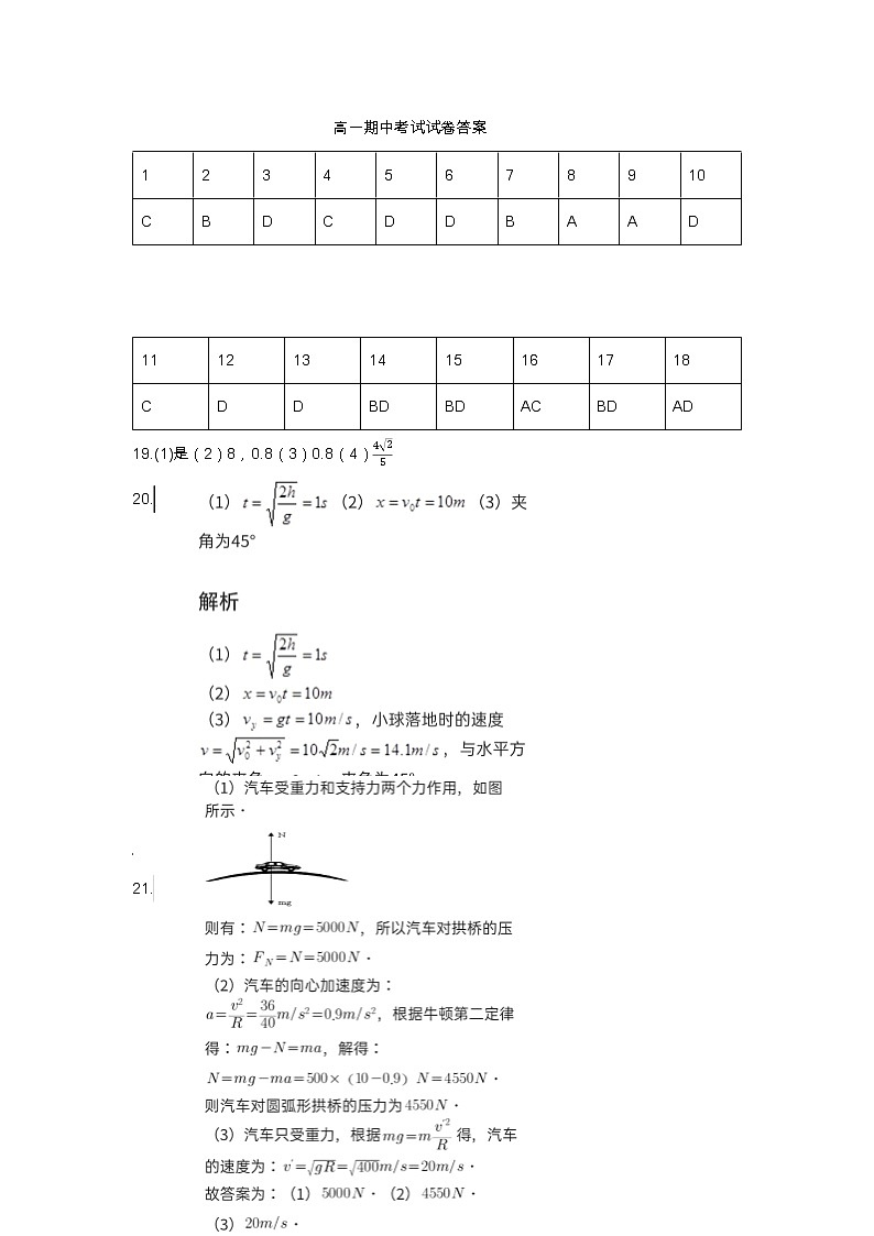 高一期中物理答案第1页
