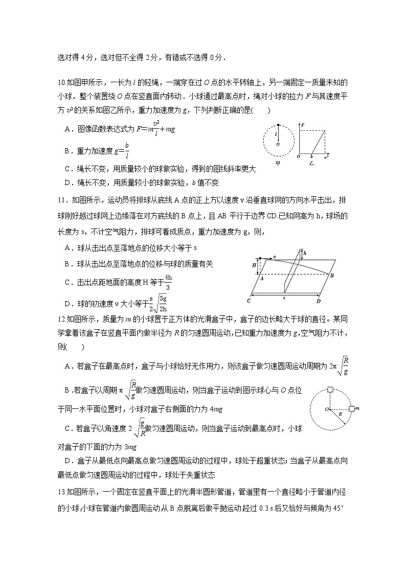 2021四川綿陽東辰國際學(xué)校高一下學(xué)期第一次月考物理試卷含答案第3頁