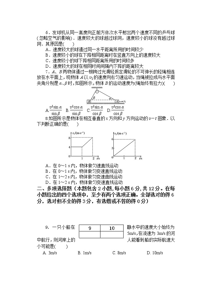 2021晋中平遥县二中校高一下学期4月周练(二)物理试题含答案02
