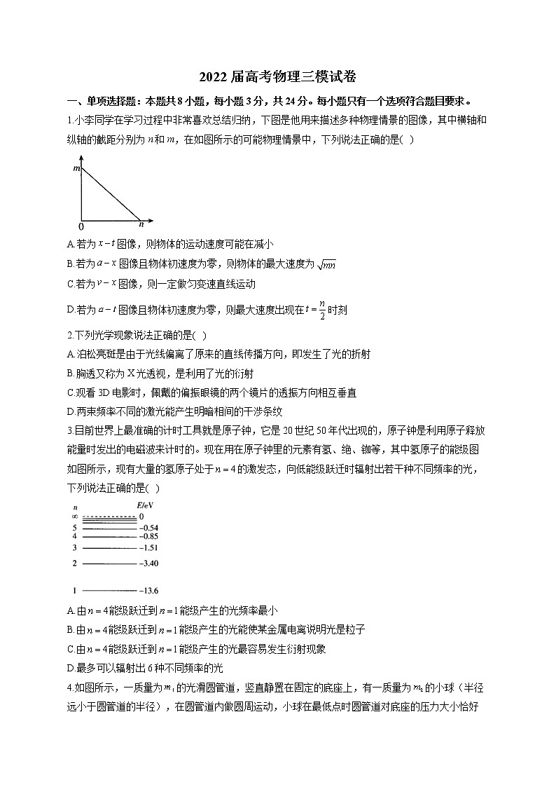 2022届高考物理三模试卷(含答案) (14)第1页