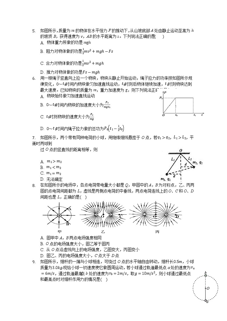 2021重庆市实验中学校高一下学期第二阶段测试物理试题含答案第2页
