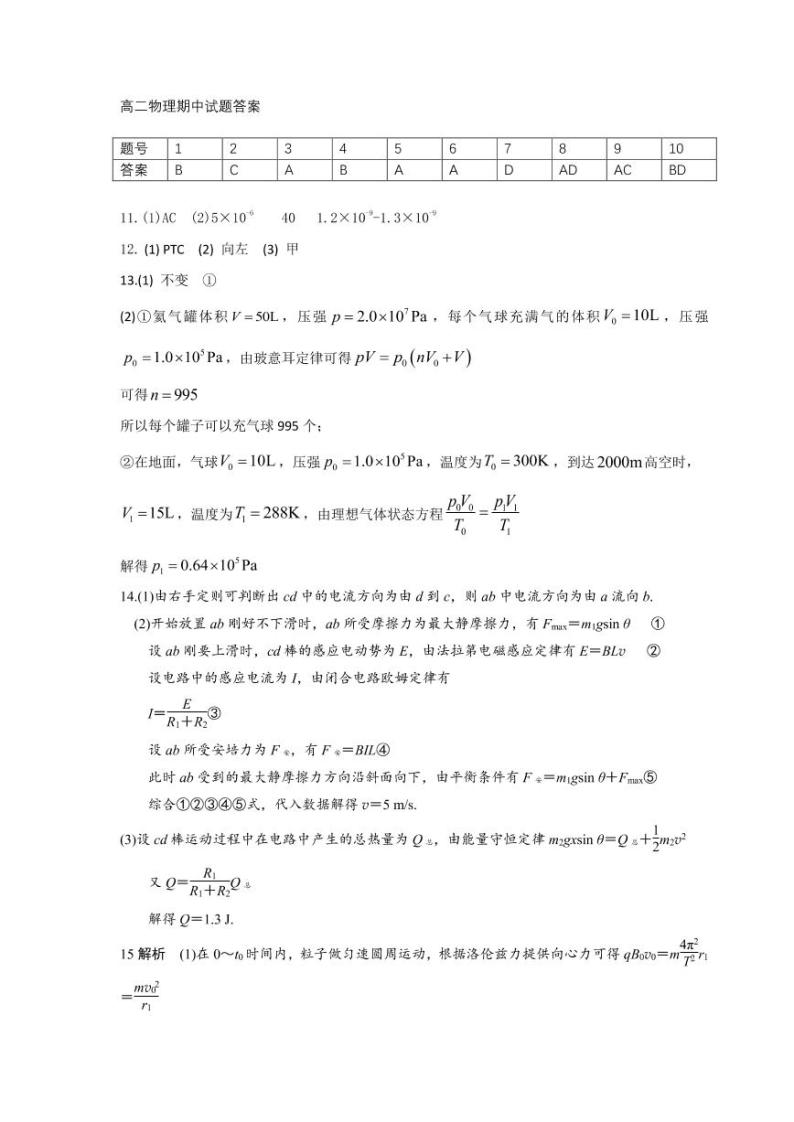 2021-2022学年广东实验中学高二下学期期中考试物理PDF版含答案01