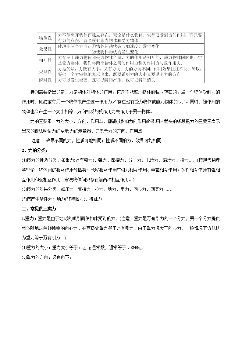 2022年初升高物理衔接讲义 08 力的概念、重力(教师版+学生版)02