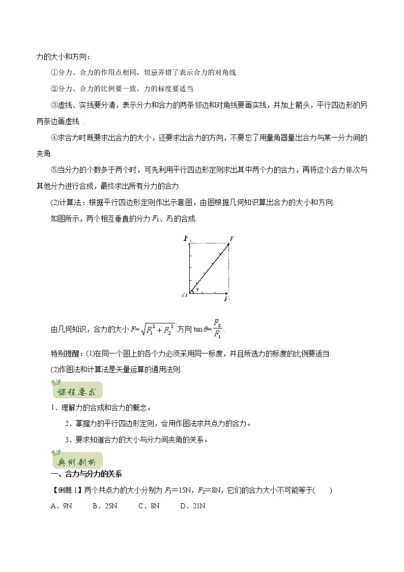 2022年初升高物理衔接讲义 12 力的合成(教师版+学生版)03