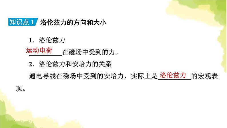新人教版高中物理选择性必修第二册第一章安培力与洛伦兹力2磁场对运动电荷的作用力课件08