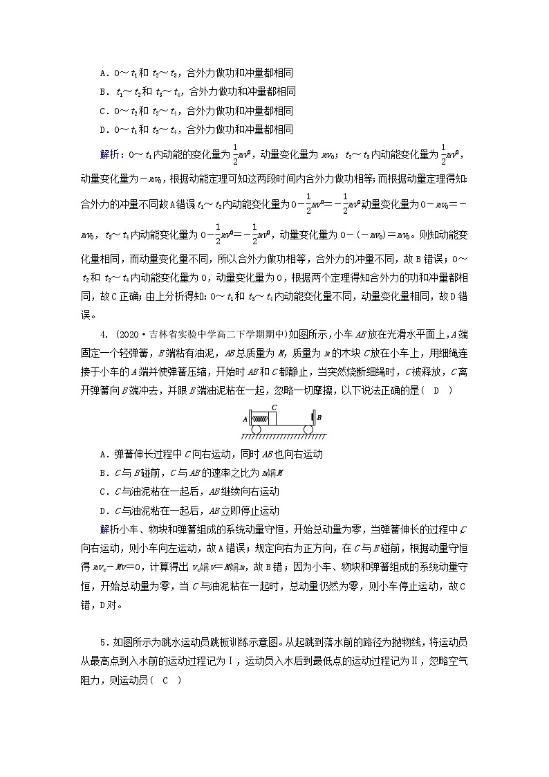 新人教版高中物理选择性必修第一册第一章动量3守恒定律学业质量标准检测含答案第2页