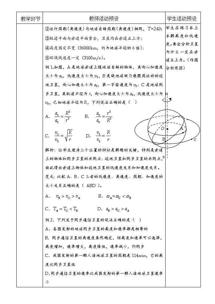 统编人教版高中物理必修 第二册《4 宇宙航行》教学设计第2页