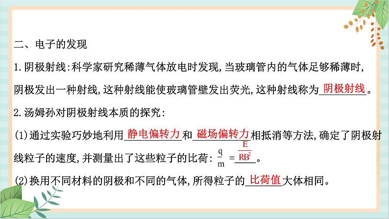 鲁科版高中物理选修34.1-4.2 电子的发现与汤姆孙原子模型 原子的核式结构模型课件第4页