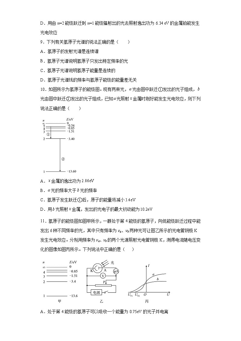 鲁科版高中物理选修34.4玻尔原子模型练习03
