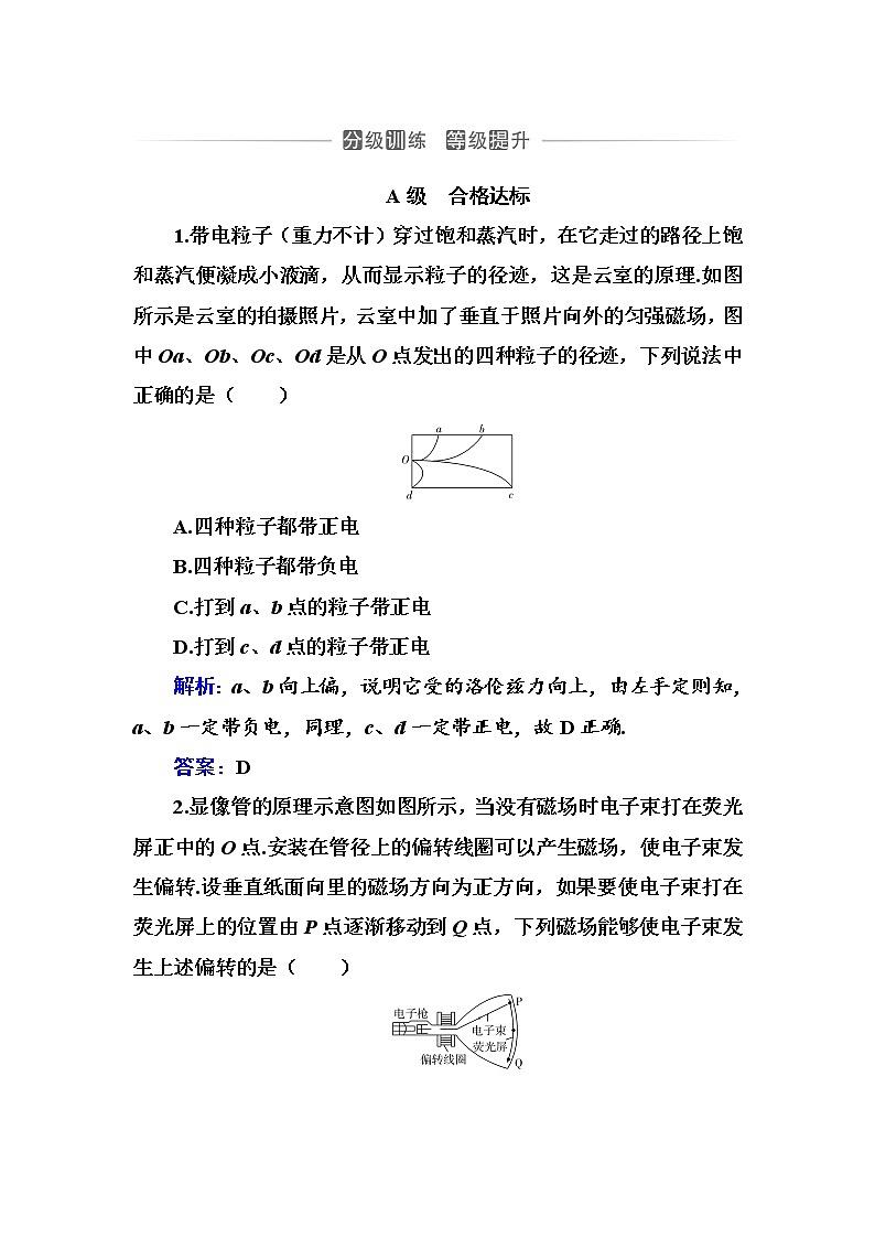 粤科版高中物理选修2第三节 洛伦兹力练习01