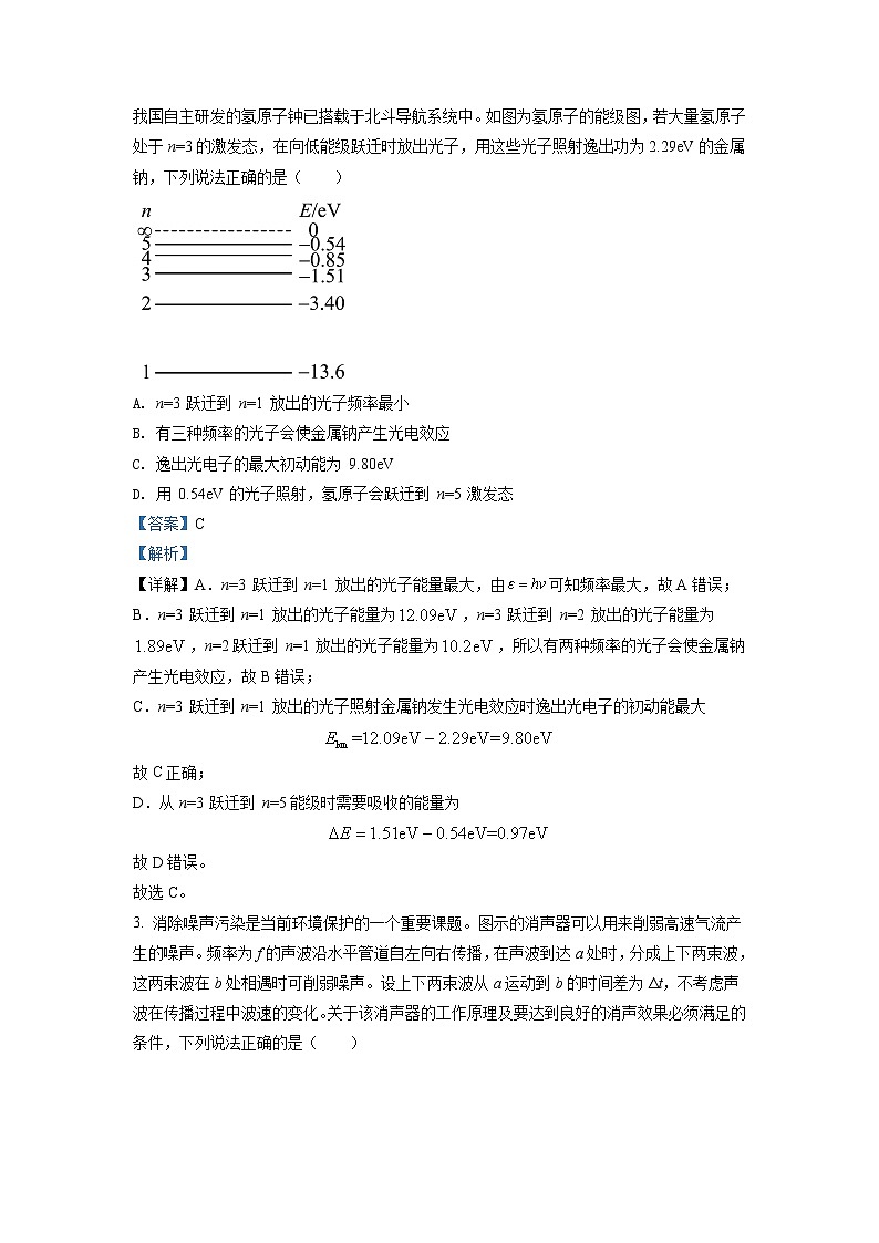 2021-2022学年天津市和平区高二年级下学期期末考试物理试题 解析版第2页