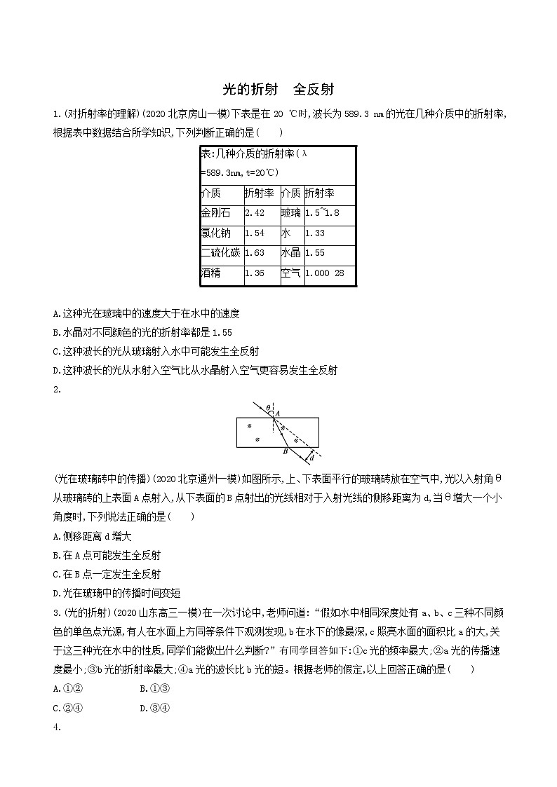 高考物理一轮复习课时练40光的折射全反射含答案第1页