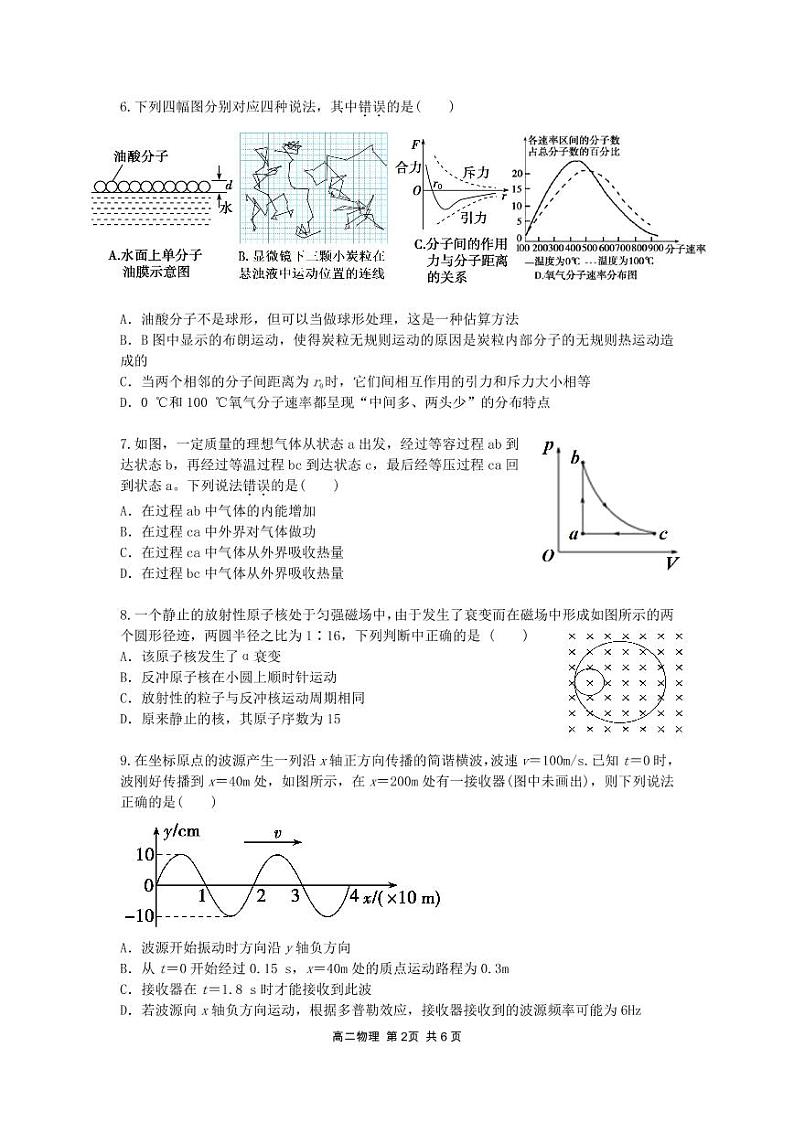 2023安徽省六校教育研究会高三上学期第一次联考物理原版PDF含答案 试卷02