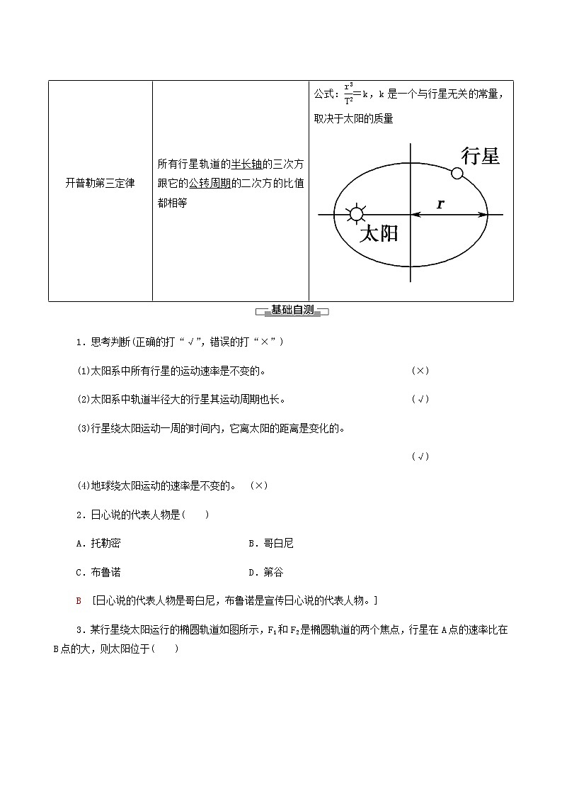 粤教版高中物理必修第二册第3章万有引力定律第1节认识天体运动学案02