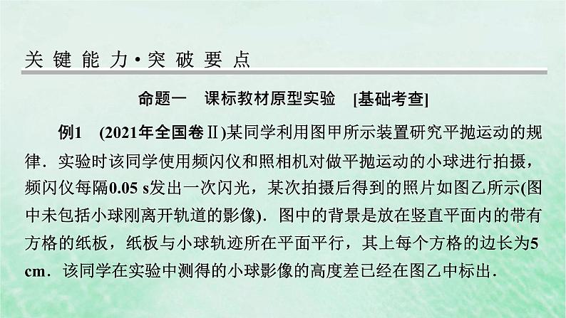 2023版高考物理一轮总复习专题4曲线运动万有引力与航天实验5探究平抛运动的特点课件08