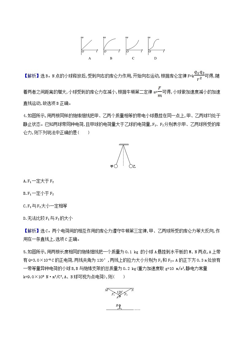 人教版高中物理必修第三册第9章静电场及其应用2库仑定律检测含答案第3页