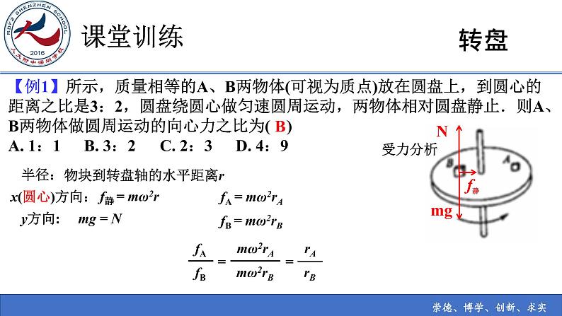 高中物理 必修二 习题课:向心力 课件08
