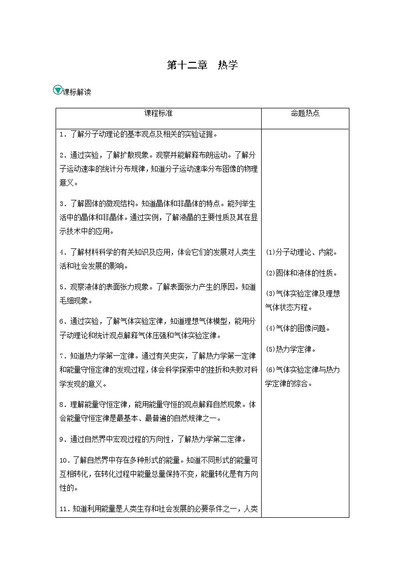 人教版高考物理一轮复习第12章热学第1讲分子动理论内能学案第1页