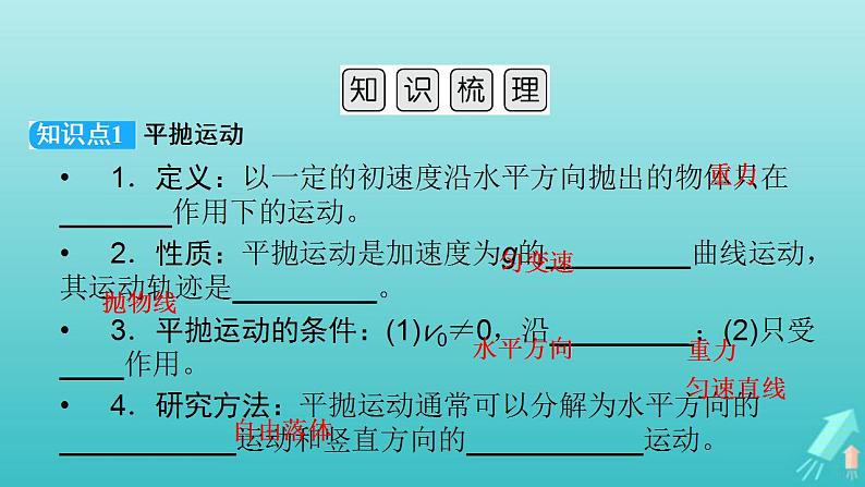 人教版高考物理一轮复习第4章曲线运动万有引力与航天第2讲抛体运动课件03