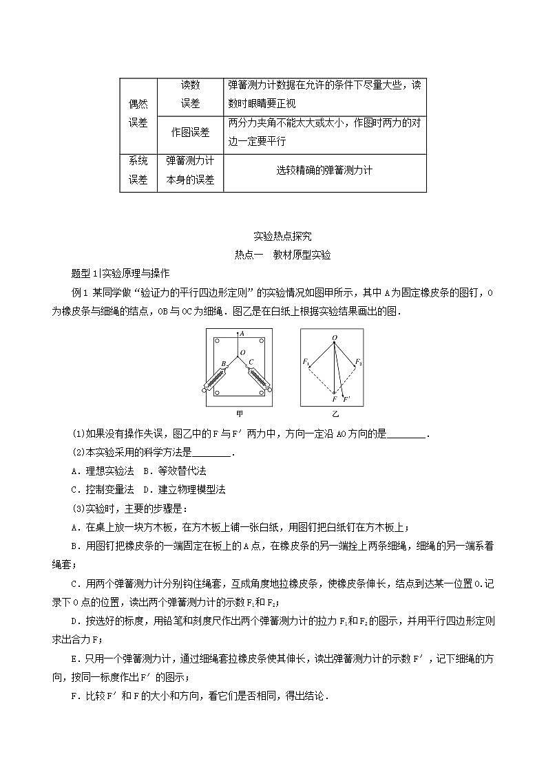 高考物理一轮复习实验3验证力的平行四边形定则含答案第2页
