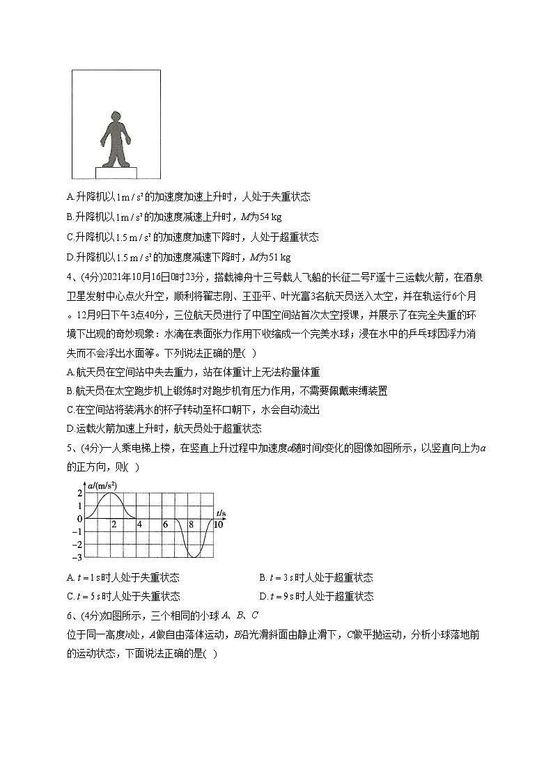 2022-2023学年鲁科版(2019)必修一第五章 第5节 超重与失重 同步课时训练(word版含答案)第2页
