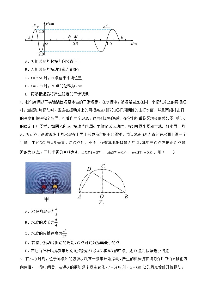 2022届全国高三物理模拟试题汇编:波速波长频率关系及答案02