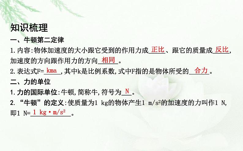 人教版高中物理必修第一册第四章3牛顿第二定律课件03